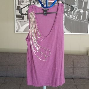 Embellished purple tank.